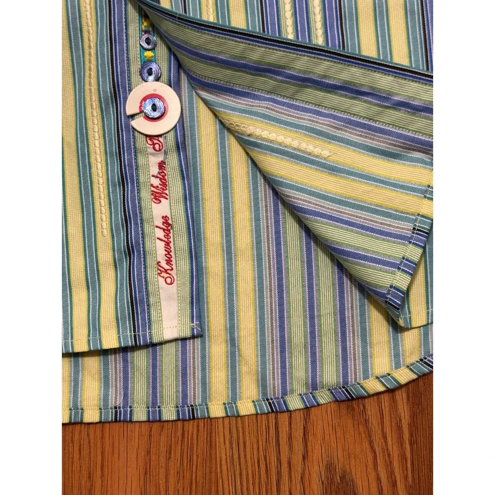 Robert Graham Shirt Mens Extra Large Striped Flip Cuff Classic Fit